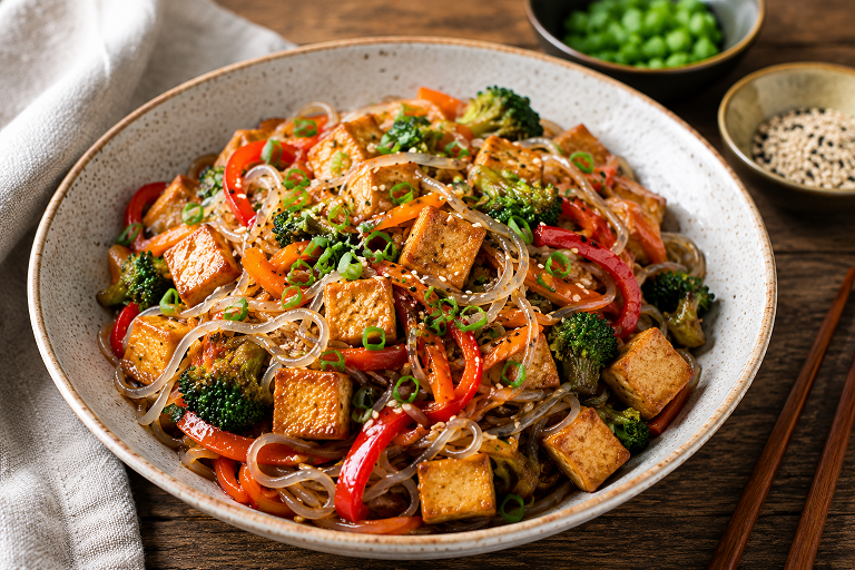 Tofu stir-fry s konjakovými nudlemi